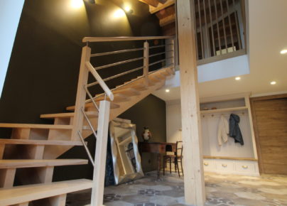 escalier bois inox