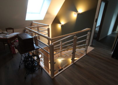 escalier bois inox