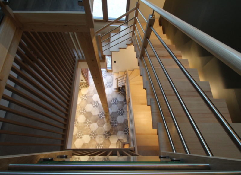 escalier bois inox